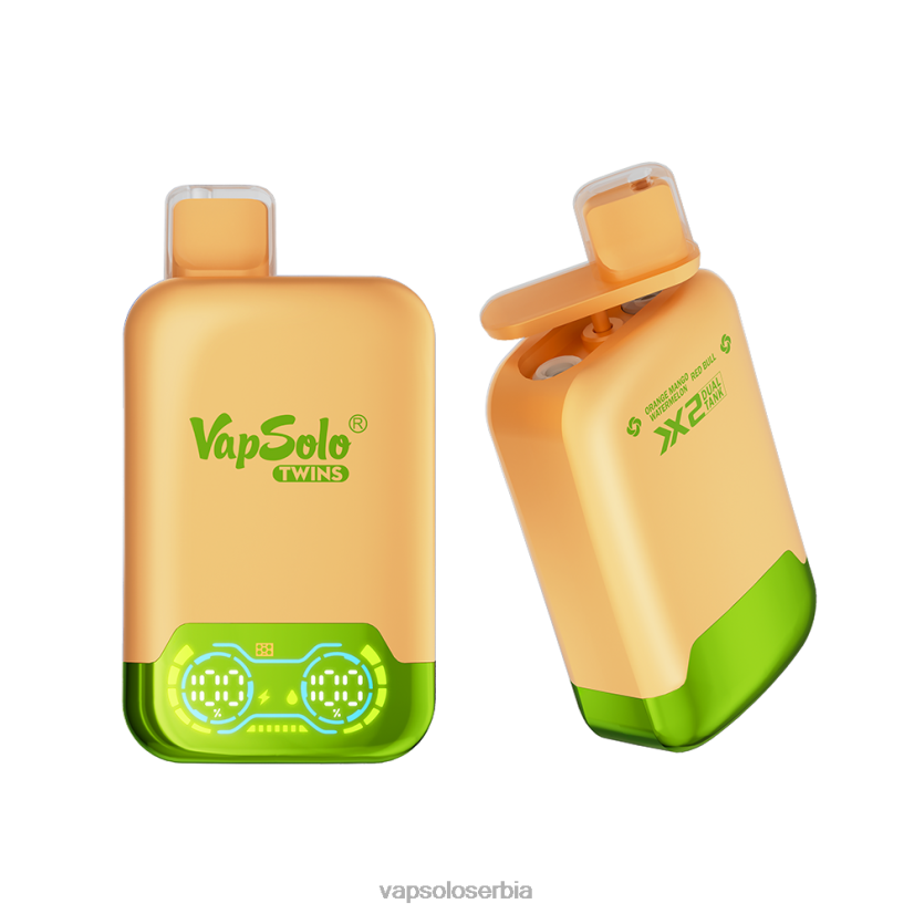 VapSolo TWINS вапе за једнократну употребу наранџаста манго лубеница и црвени бик 680N230 - Vapsolo Nicotine